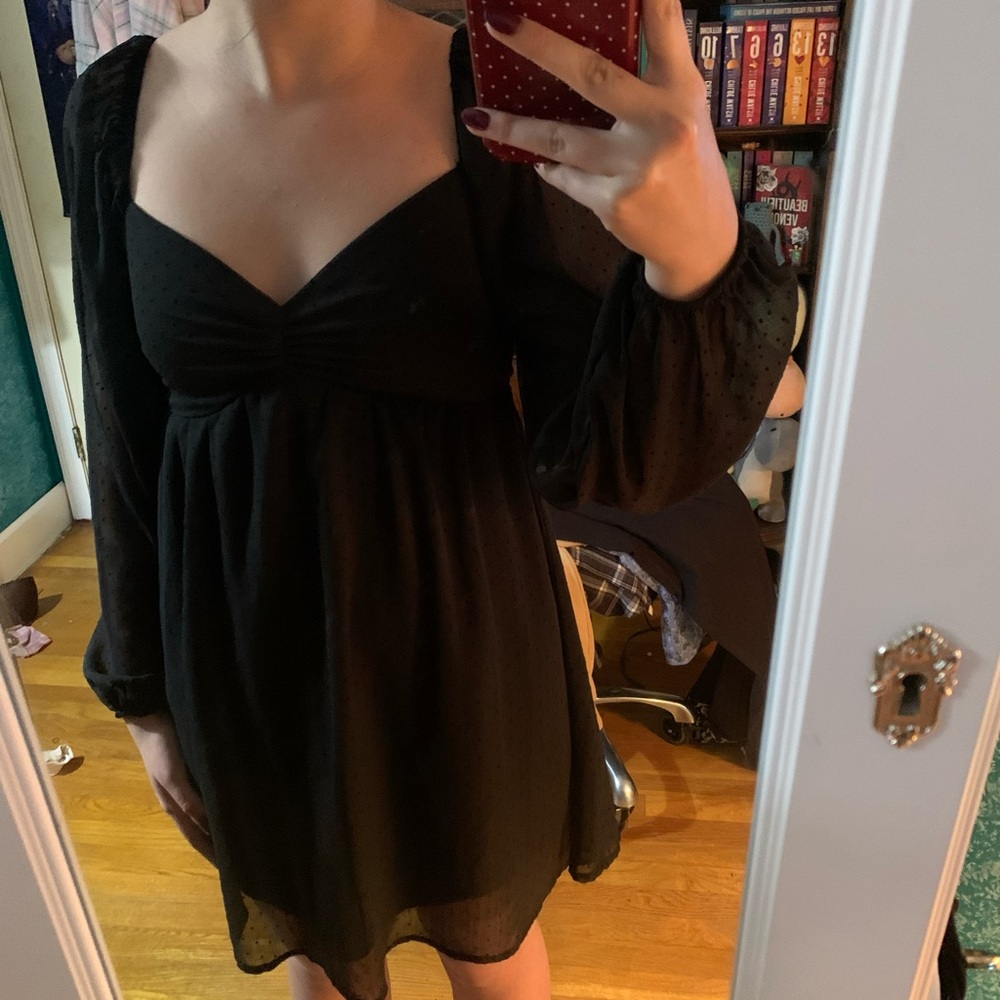 Francesca’s Black Polka Dot Babydoll Dress